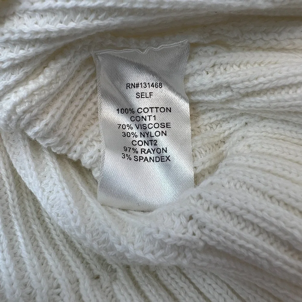 Fate Cream Knit Patchwork Bubble Sleeve Pullover Sweater Size Small NEW - Picture 14 of 16